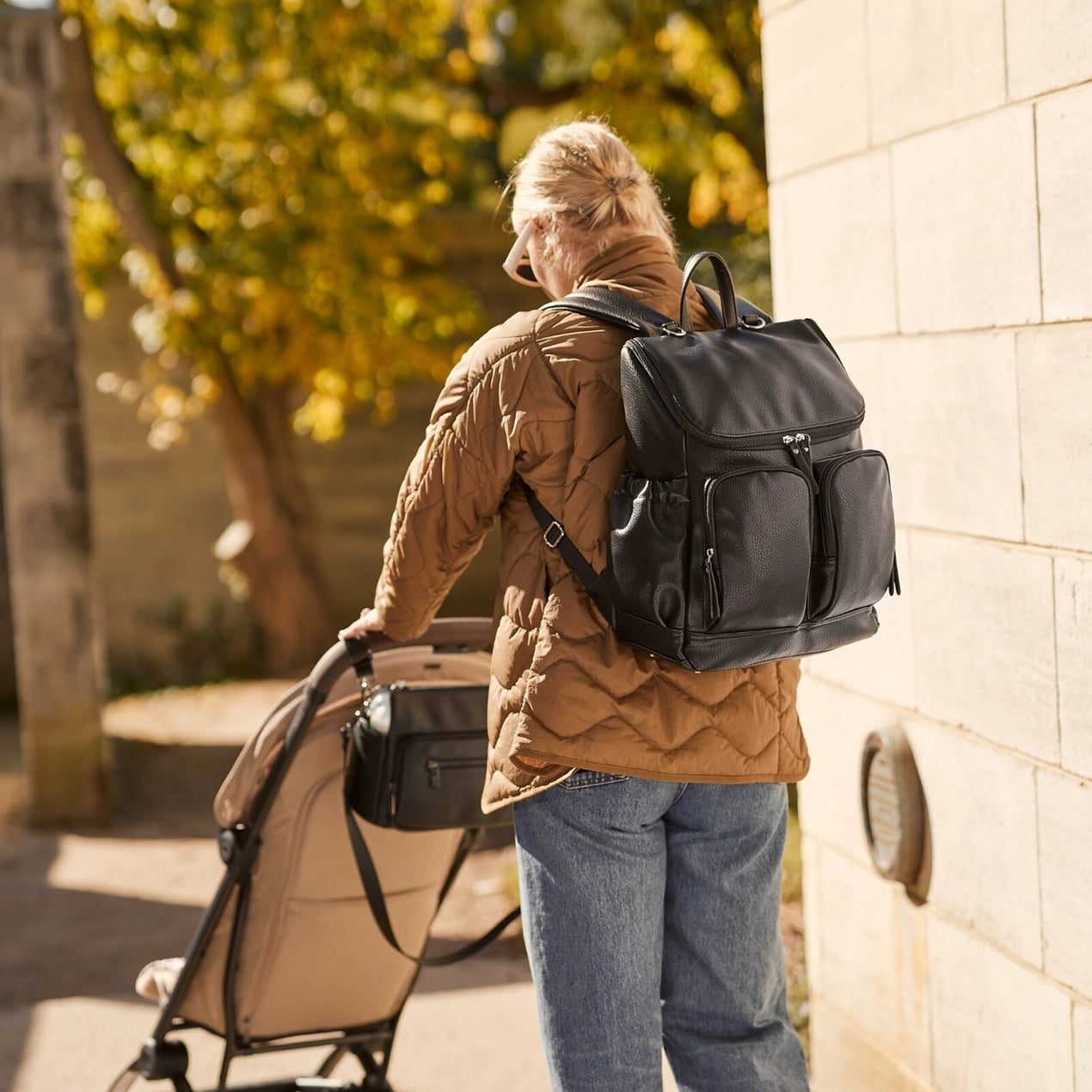 OiOi Signature Nappy Backpack - Black Dimple Vegan Leather
