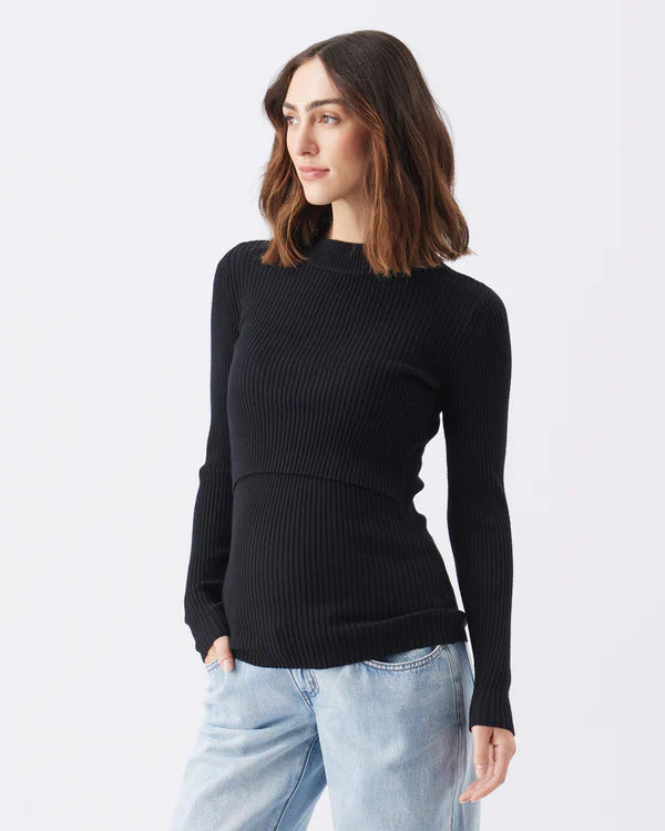 Ripe Lift Up Nursing Knit Top - Black