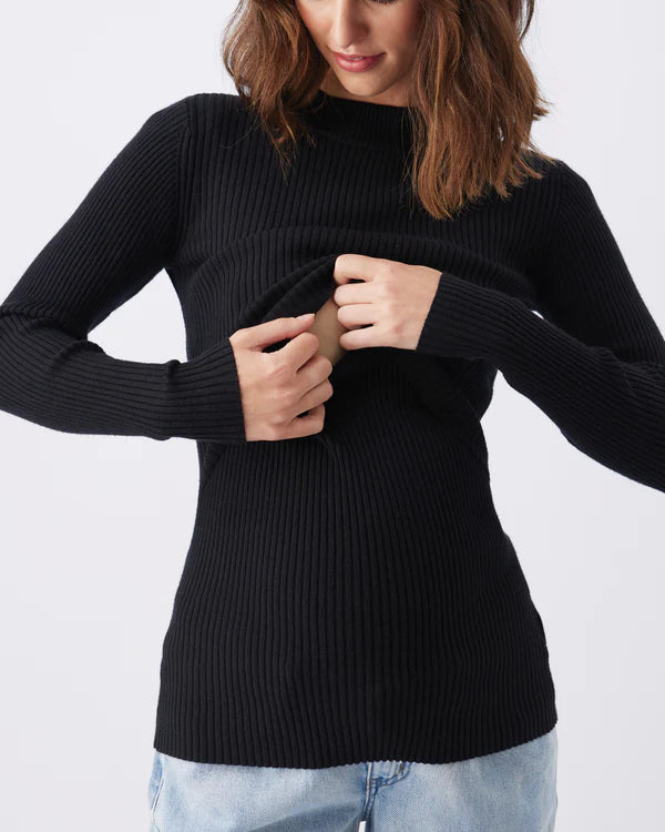 Ripe Lift Up Nursing Knit Top - Black