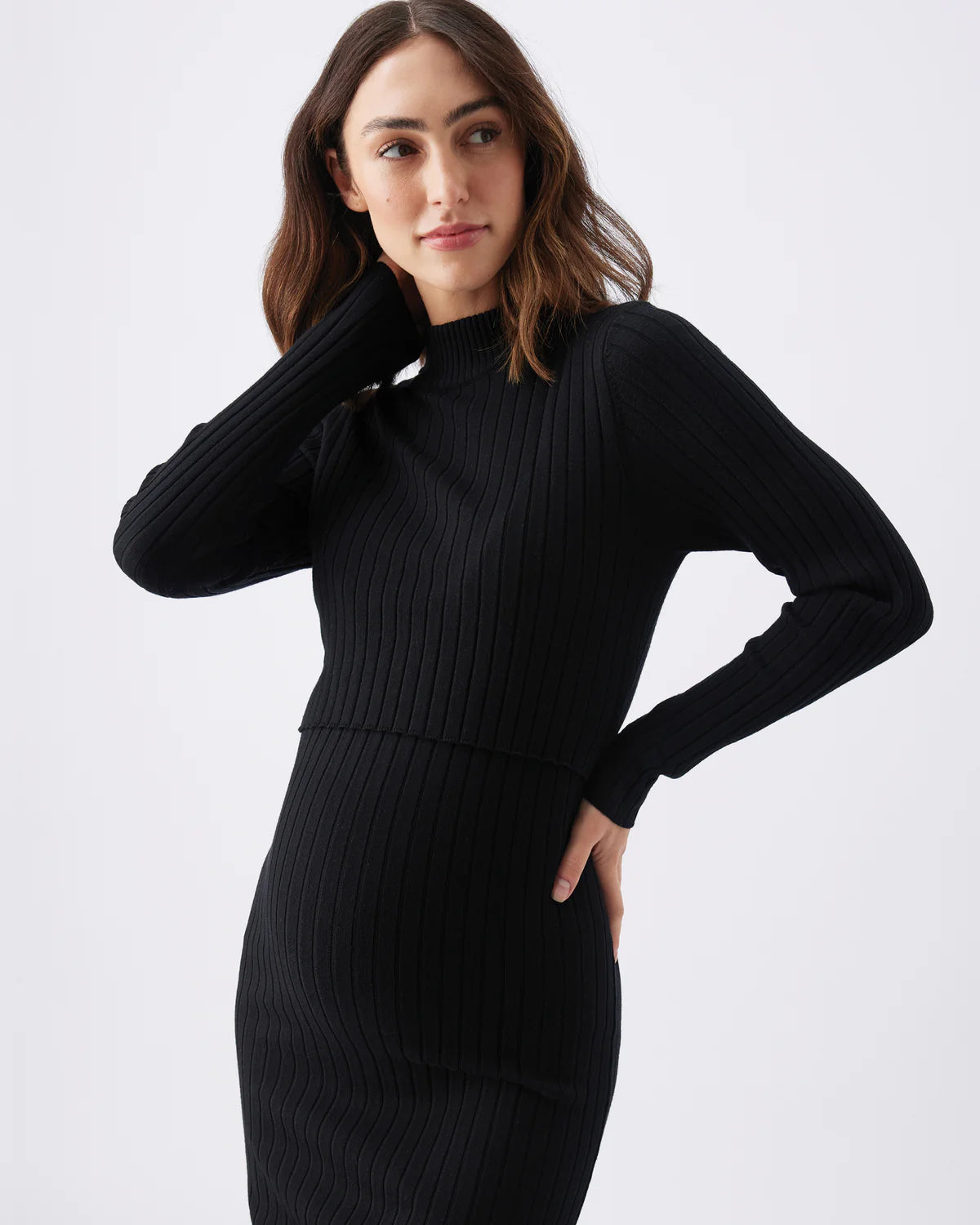 Ripe Nella Rib Nursing Knit Dress - Black