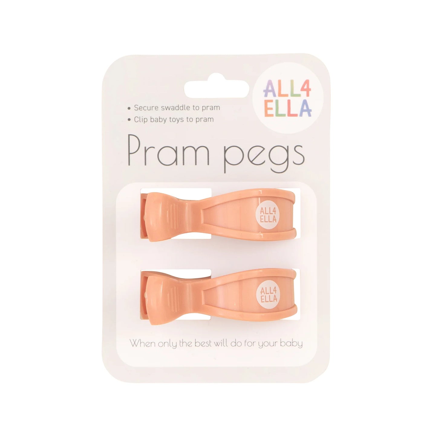 All4Ella Pram Pegs 2pk - Peach