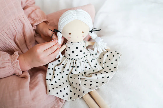 Alimrose Frankie Doll 41cm - Black Linen Spot