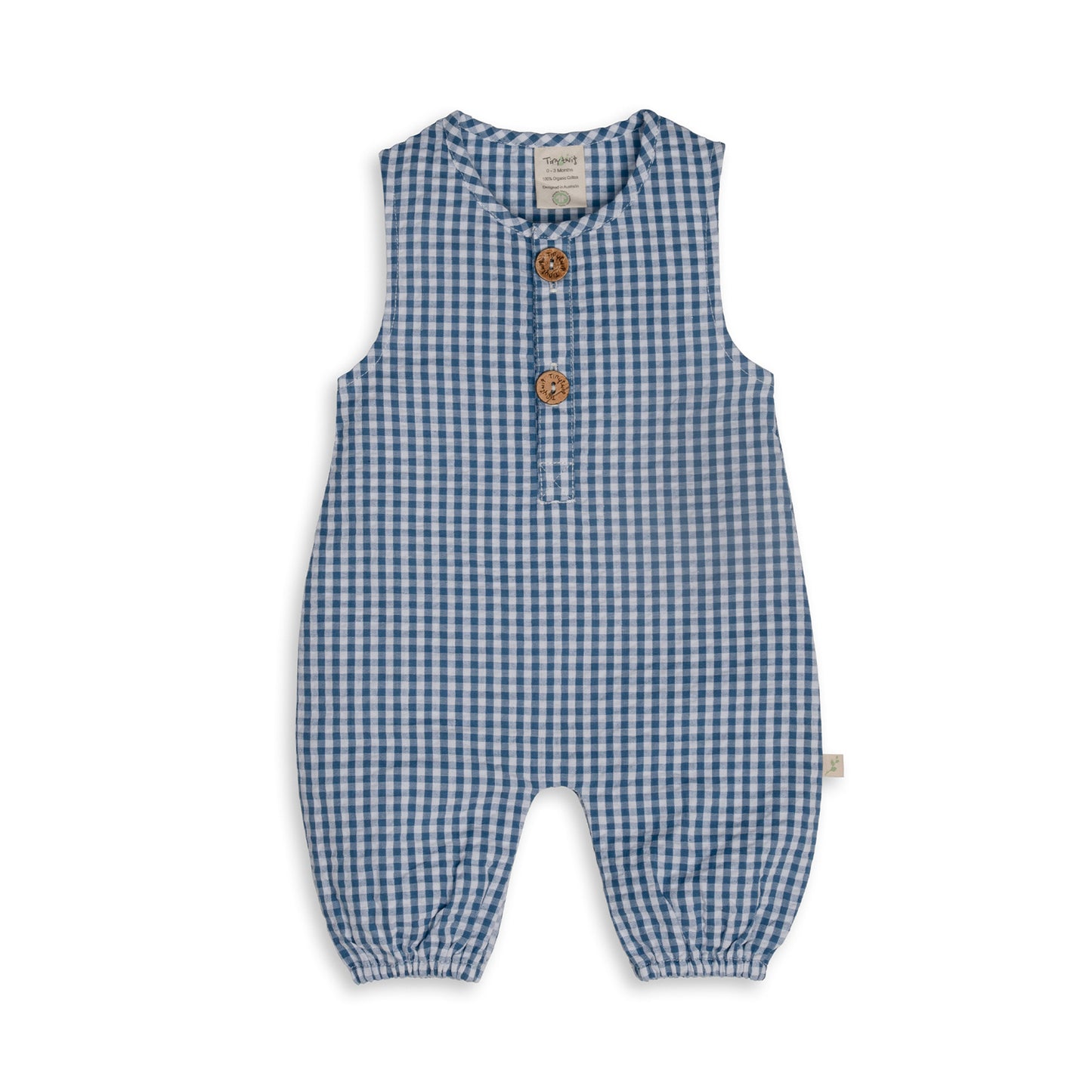 Tiny Twig Playsuit - Blue Gingham