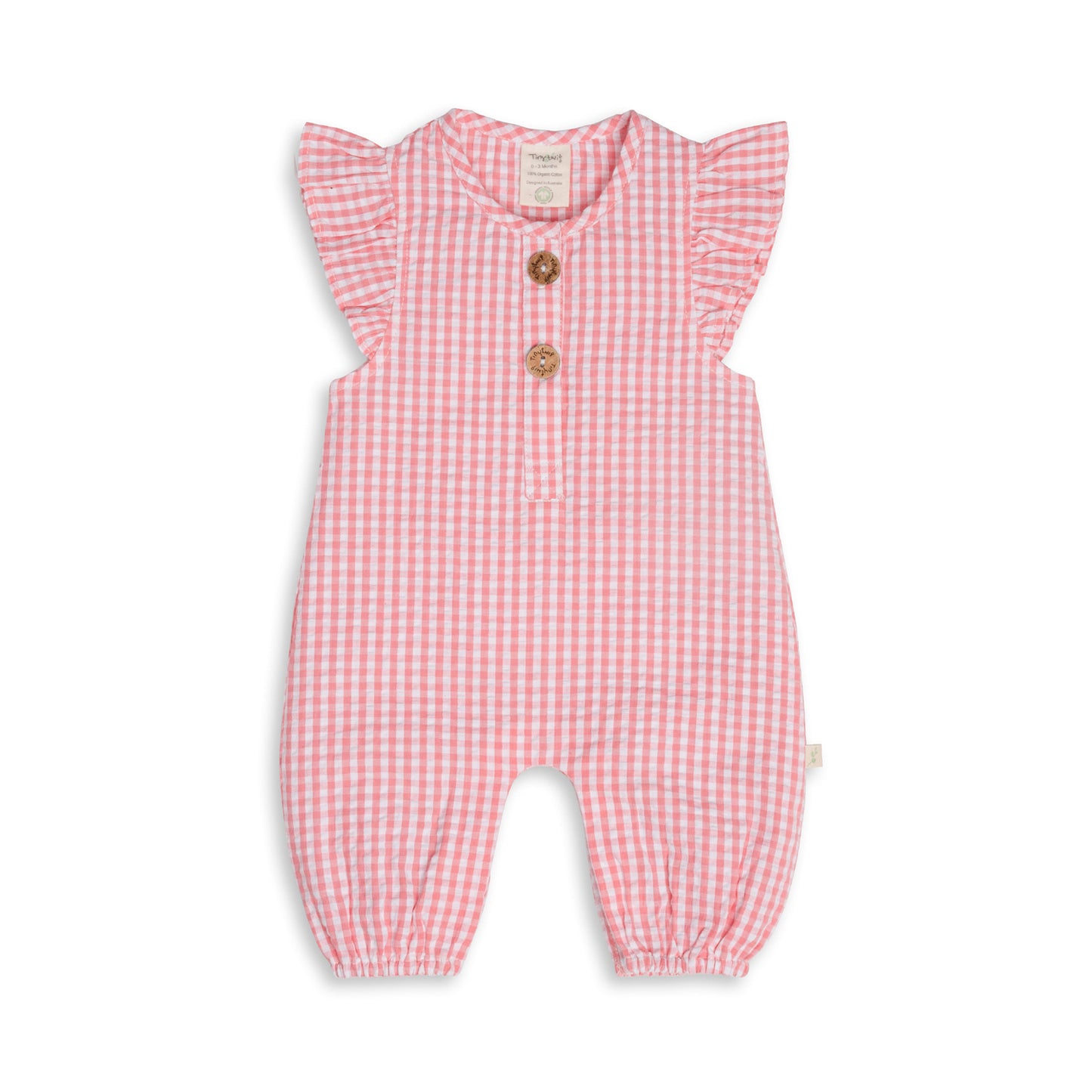 Tiny Twig Playsuit Cap Sleeve - Berry Gingham