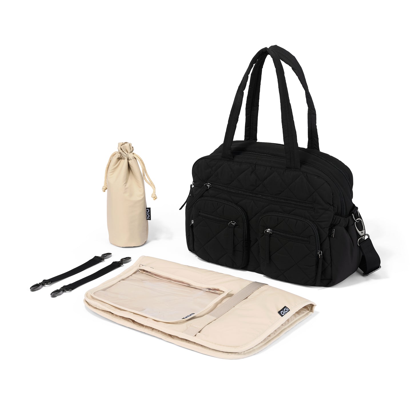 OiOi Carry All Nappy Bag - Puffy Black (Quilt)