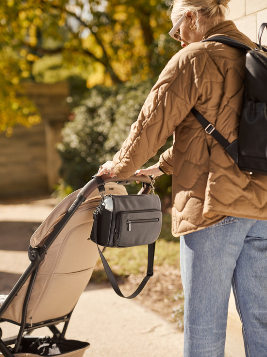 OiOi Multitasker Pram Caddy - Black Vegan