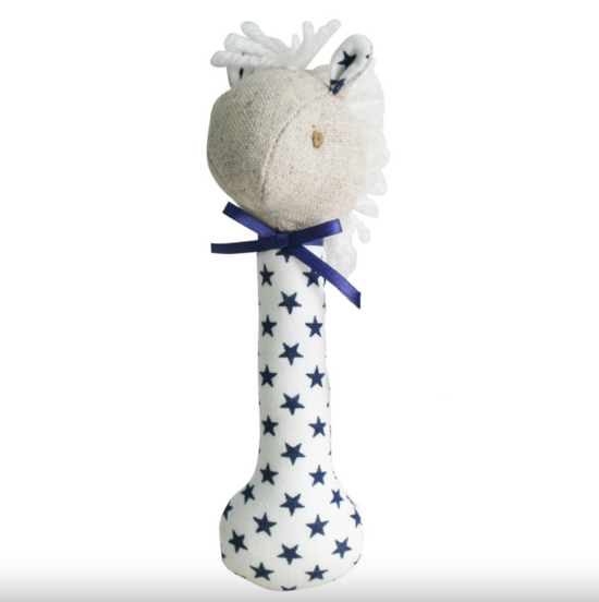 Alimrose Horse Stick Rattle - White Navy Star