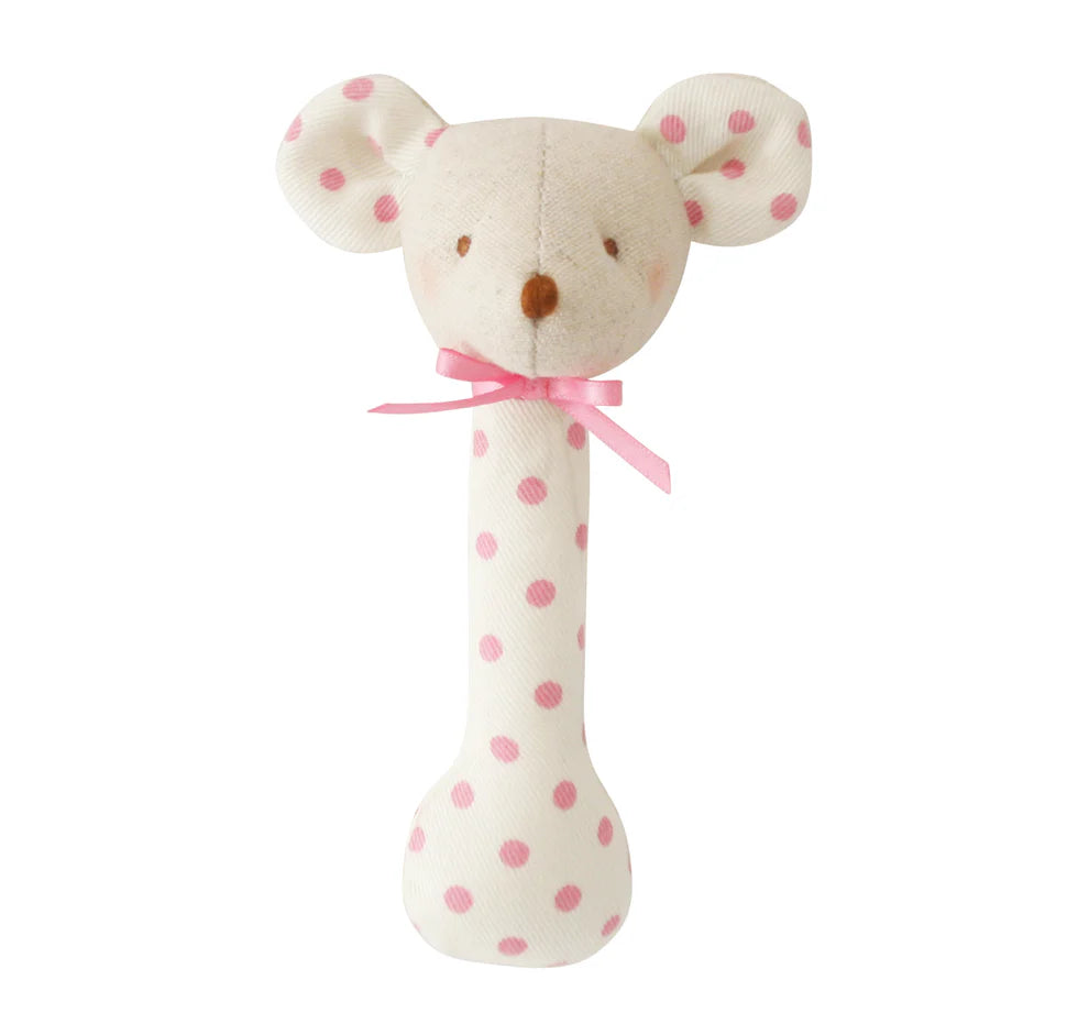 Alimrose Mouse Stick Rattle Polka Berry