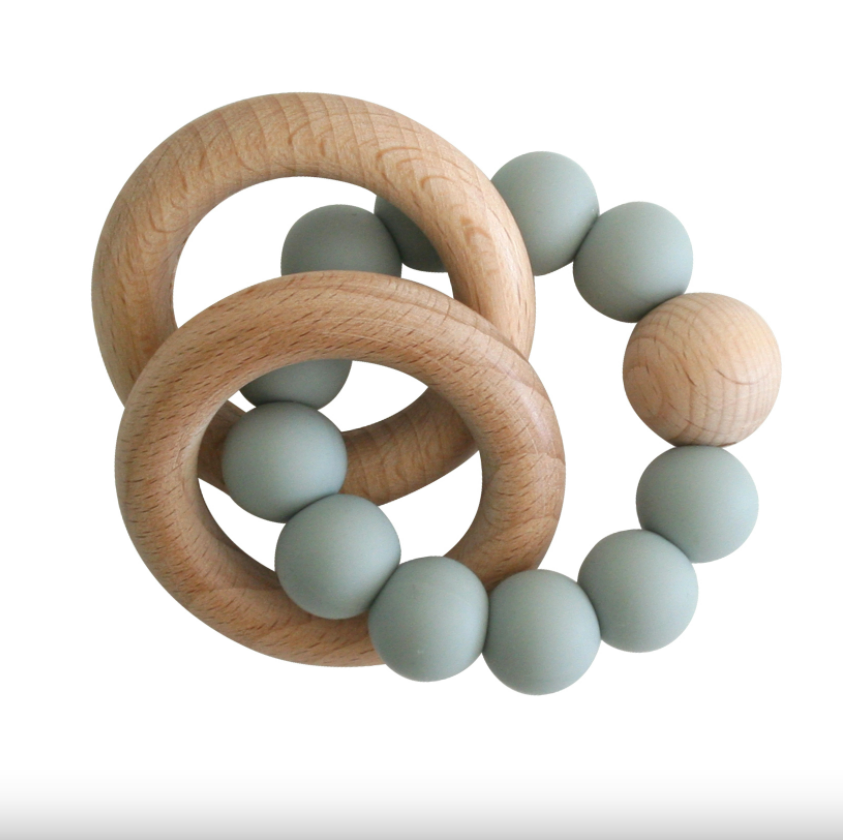 AR Beechwood Teether Ring Set - Sage