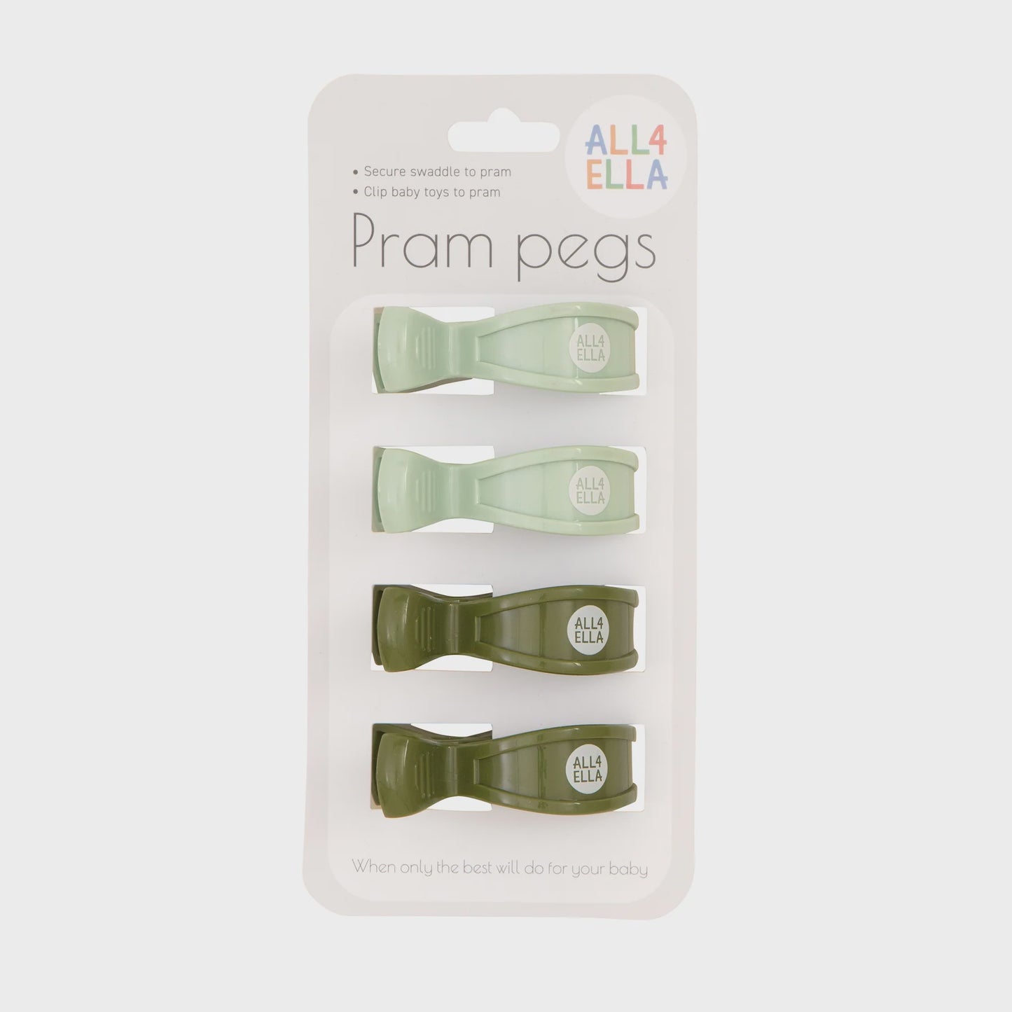 All4Ella Pram Pegs 4pkt Sage/Forest Green