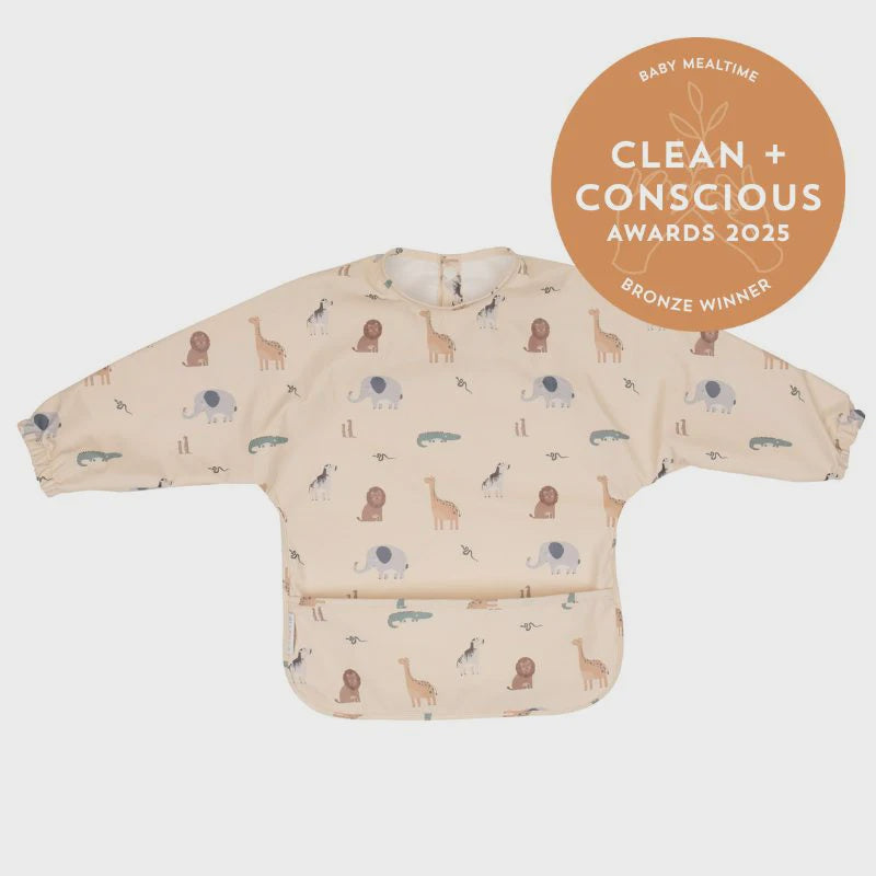 All4Ella Recycled Long Sleeve Bib - Wild Animals