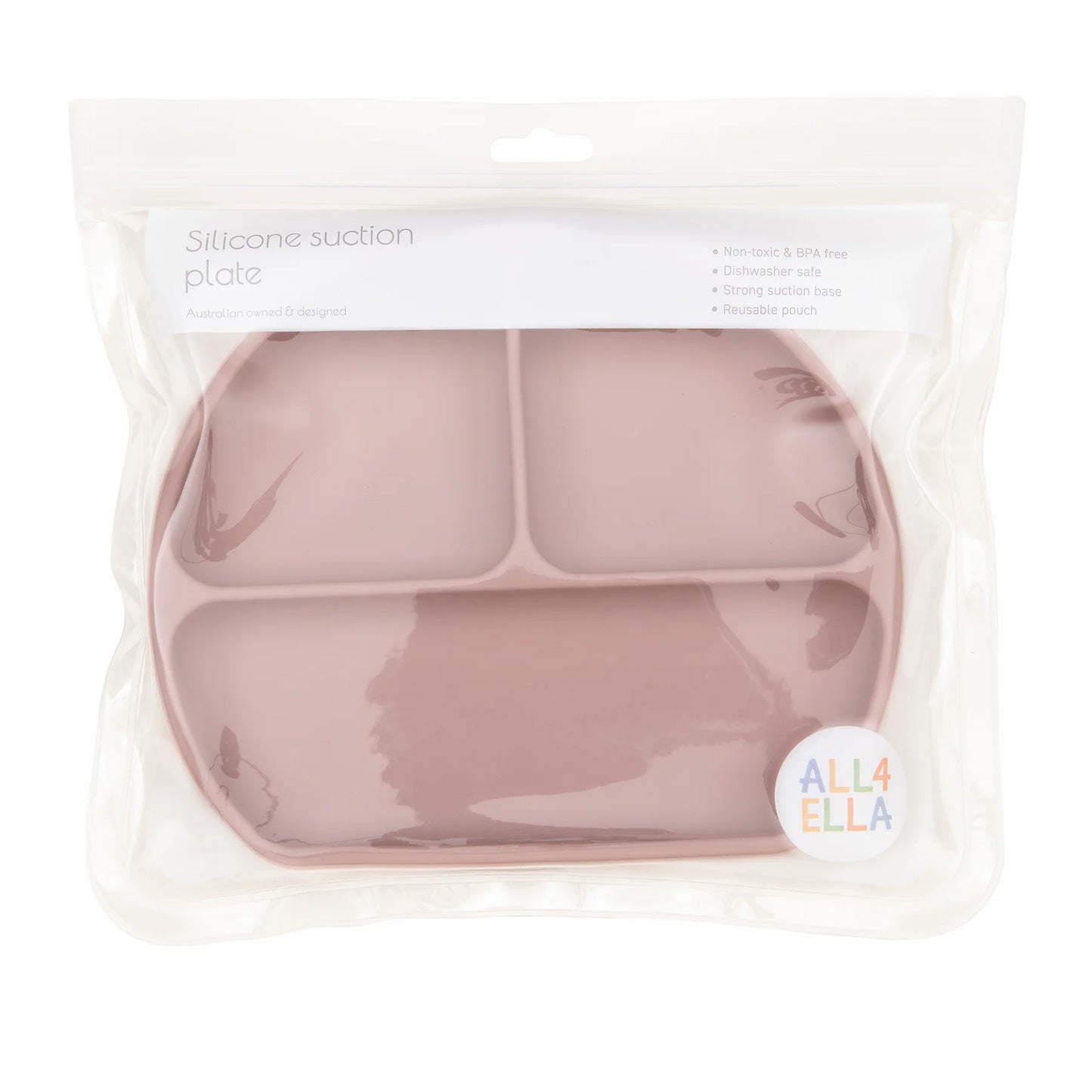 All4Ella Silicone Suction Plate - Dusty Pink