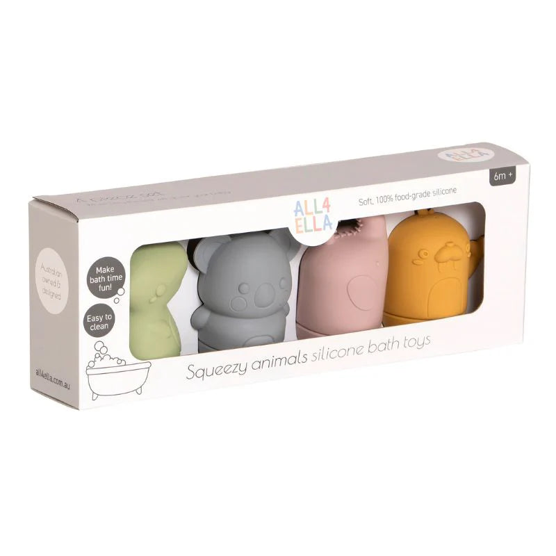 All4Ella Silicone Bath Toys - Squeezy Animals