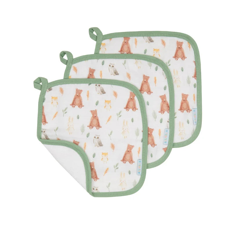 All4Ella Wash Cloth 3pk - Forest Friends