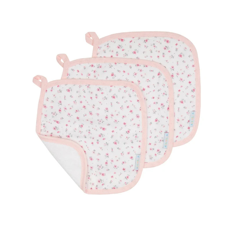 All4Ella Wash Cloths 3pk - Pink Petals