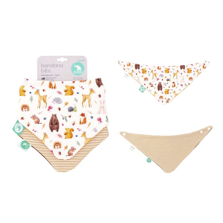 All4Ella Bandana Bib 2pk - Forest