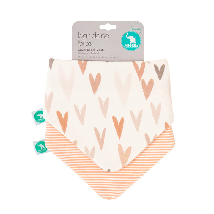 All4Ella Bandana Bib 2pk - Hearts