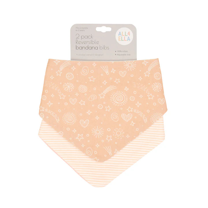 All4Ella Bandana Bib 2pk - Sweet Blush