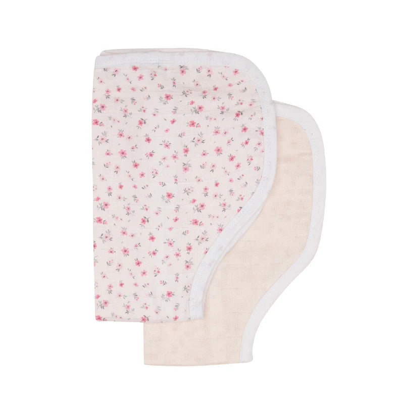 All4Ella Organic Burp Cloth 2 pk - Pink Petals
