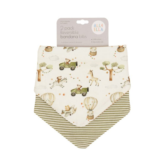 All4Ella Reversible Bandana Bibs Monkey Carnival