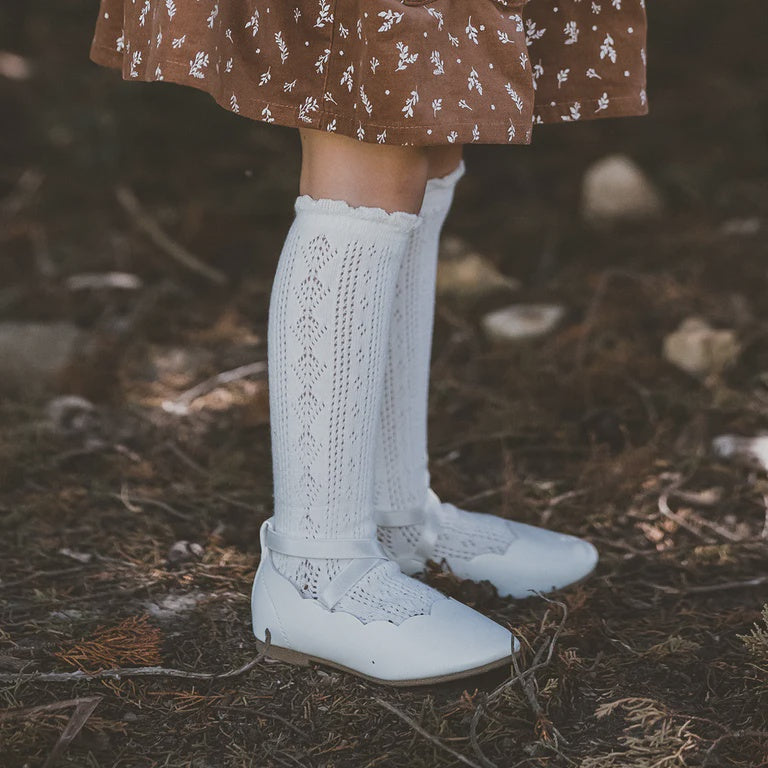 Bebe Pointelle Knee High Socks - Cloud