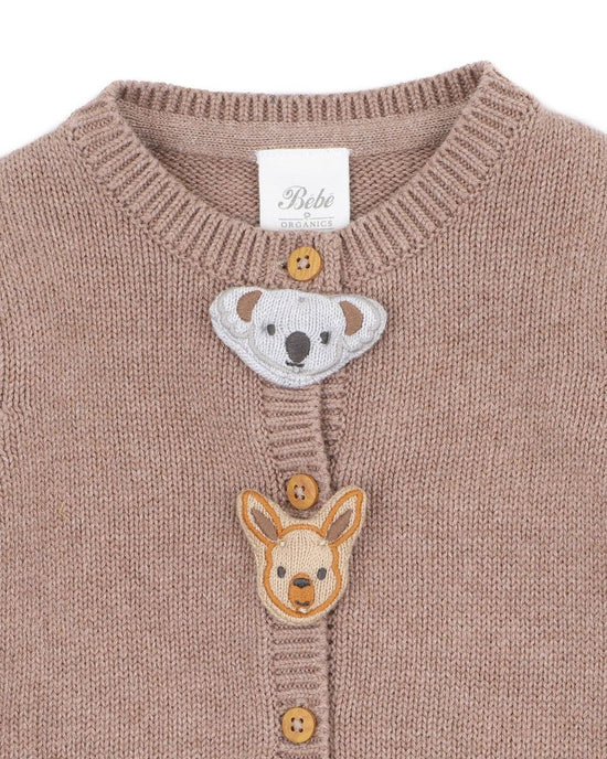 Bebe Bailey Animal Face Cardigan - Chestnut