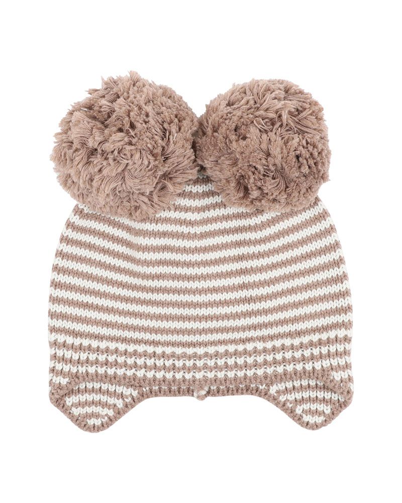 Bebe Bailey Pom Pom Beanie - Chestnut Stripe