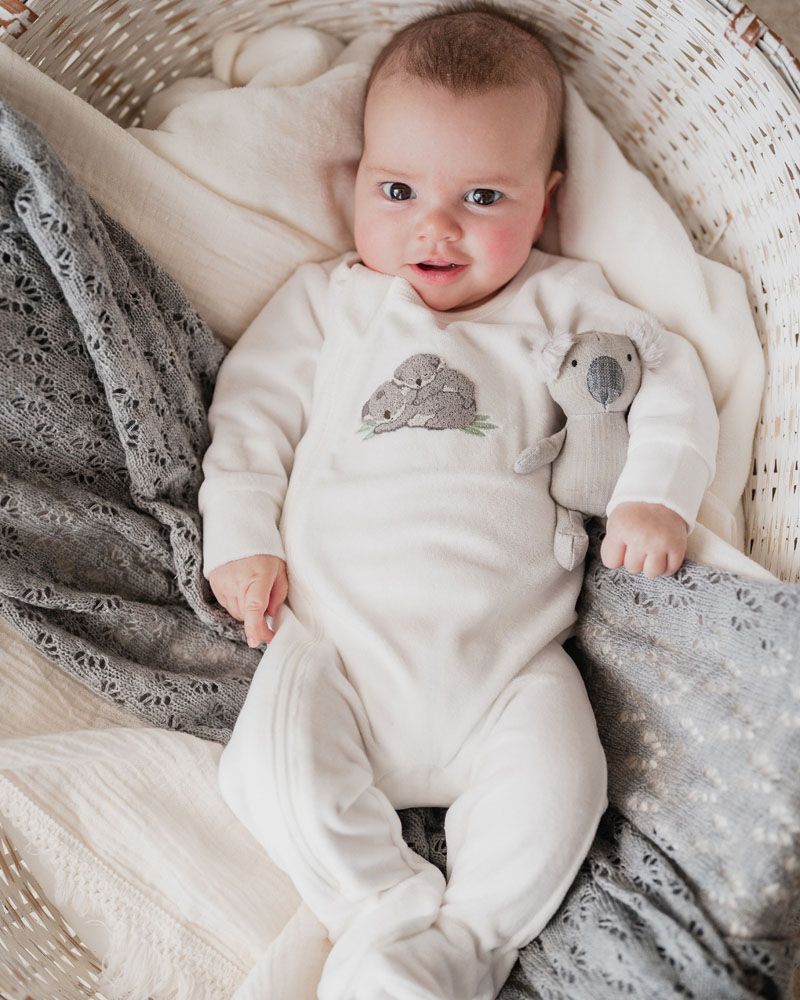 Bebe Bailey Koala Velour Onesie - Cloud