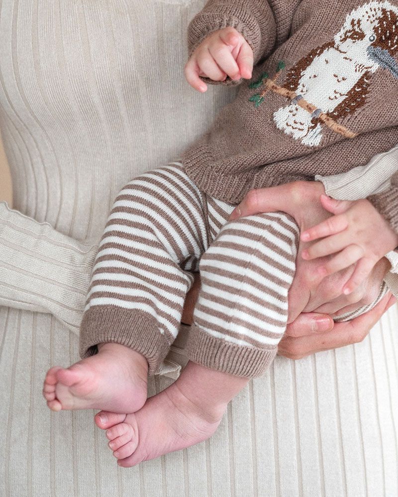 Bebe Bailey Stripe Knitted Leggings - Chestnut Stripe