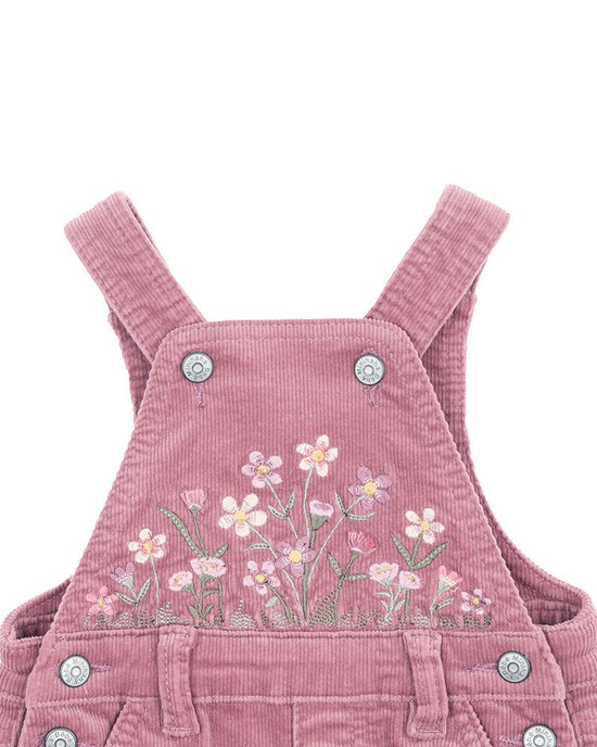 Bebe Flossy Embroidered Cord Overalls - Heather