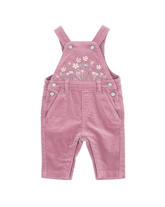 Bebe Flossy Embroidered Cord Overalls - Heather