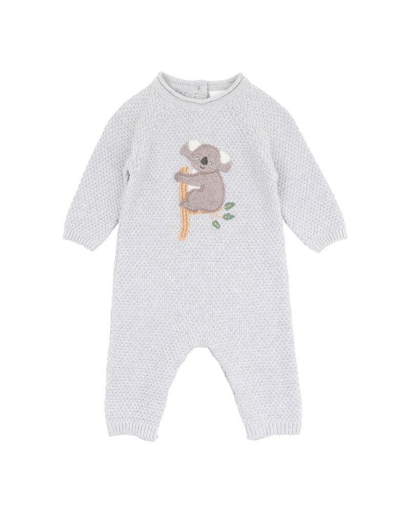 Bebe Bailey Koala Knitted Romper - Grey Marle