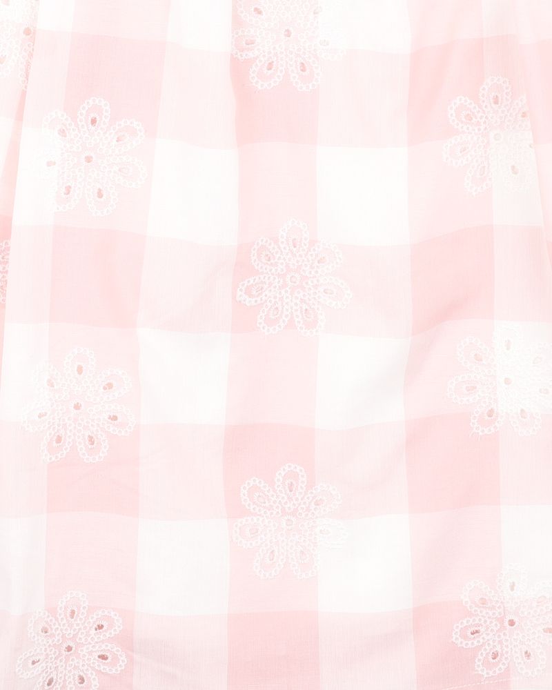 Bebe Lara Cutwork Pink Check Dress