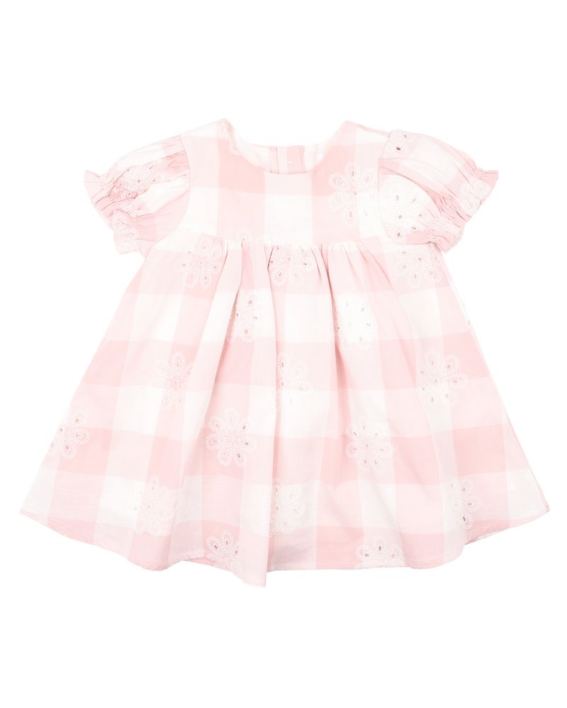 Bebe Lara Cutwork Pink Check Dress