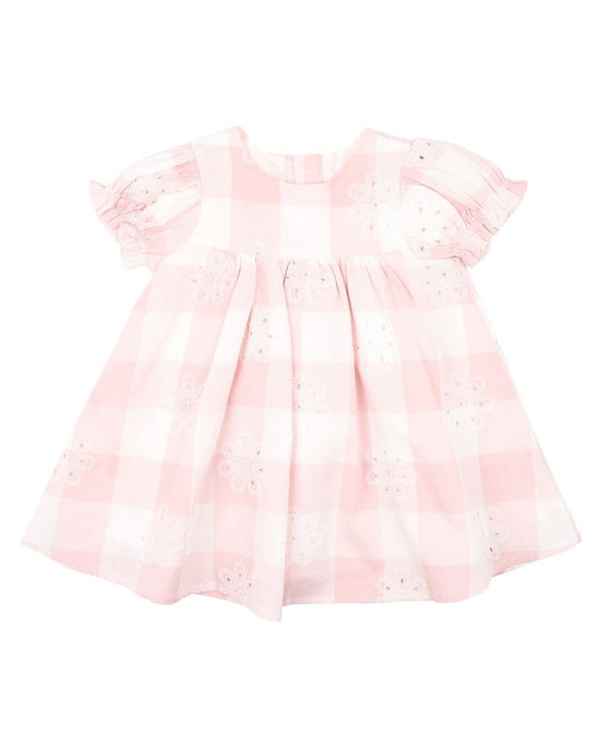 Bebe Lara Cutwork Pink Check Dress