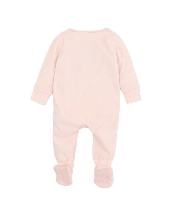 Bebe Nancy Velour LS Zip Onesie - Peachy Pink