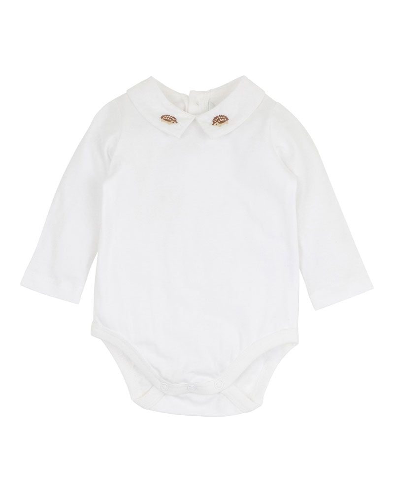 Bebe Oliver Embroidered Collar Bodysuit - Cloud