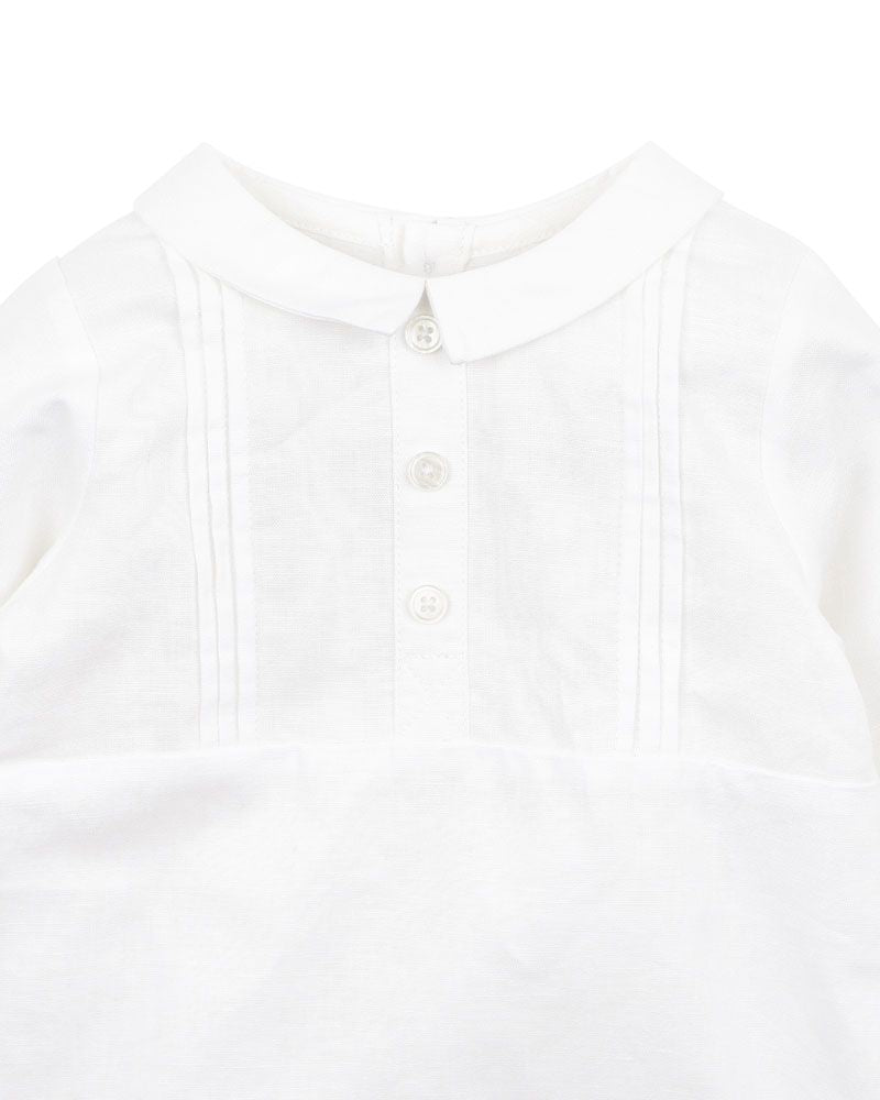 Bebe Oliver Linen Blend Romper - Ivory