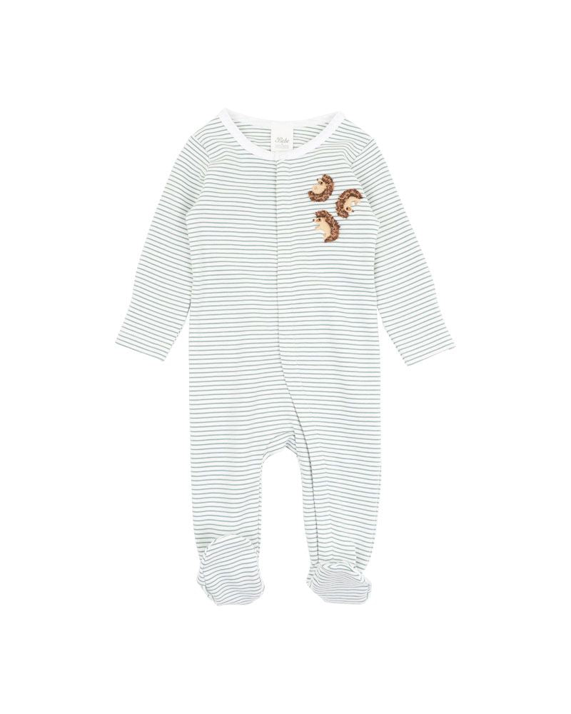 Bebe Toby LS Hedgehog Onesie - Sage Stripe