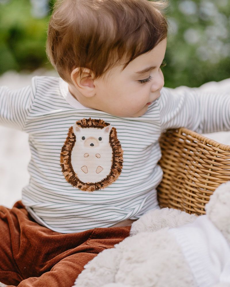 Bebe Toby Hedgehog Tee - Sage Stripe