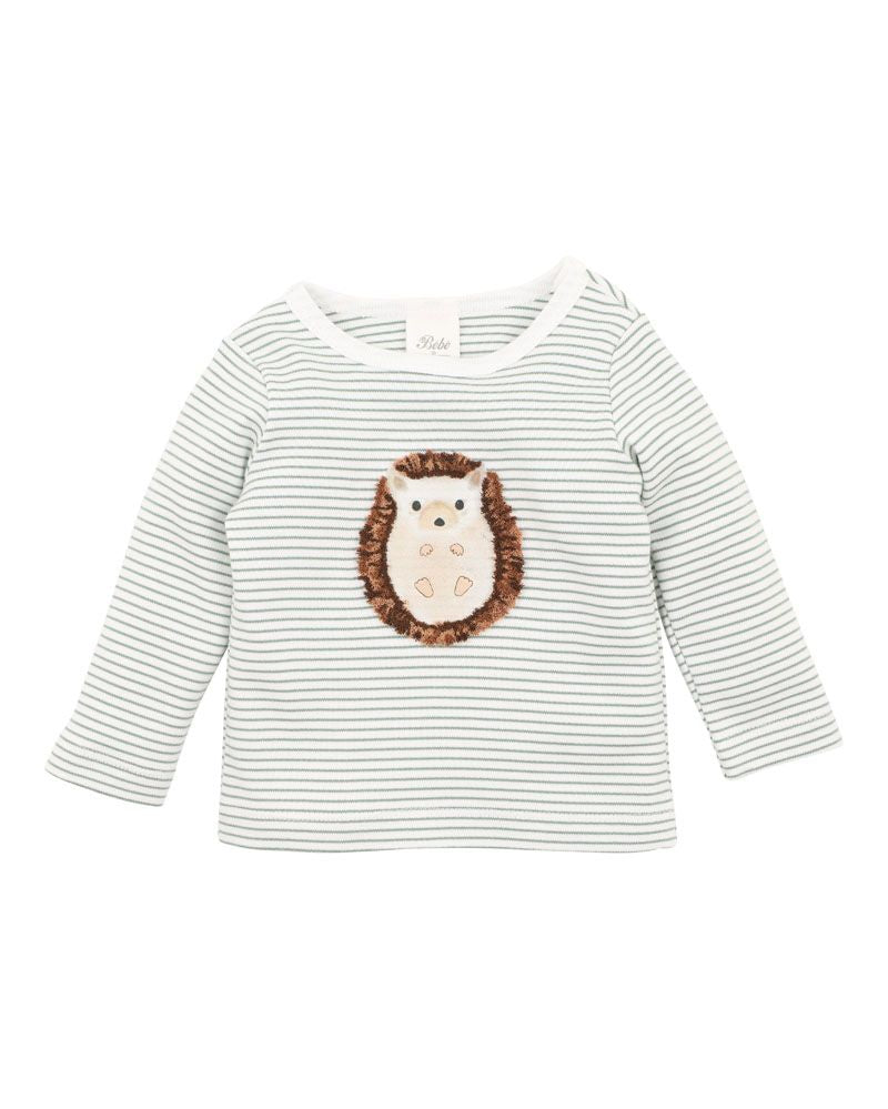 Bebe Toby Hedgehog Tee - Sage Stripe