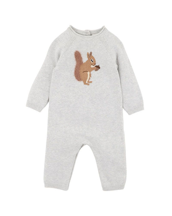 Bebe Toby Squirrel Knitted Romper - Pebble Marle