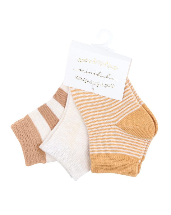 Minihaha 3 Pk Socks - Natural Multi