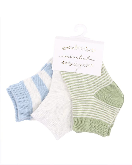 Minihaha 3 Pk Socks - Blue & Green Multi