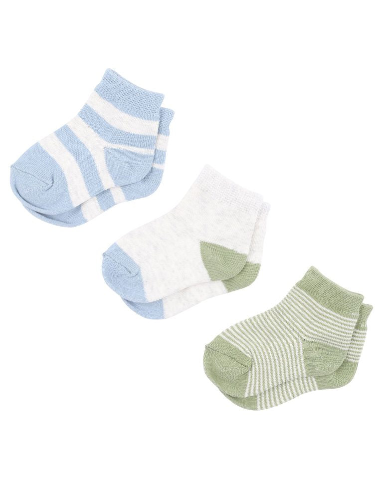 Minihaha 3 Pk Socks - Blue & Green Multi