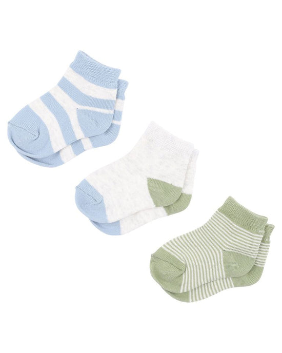 Minihaha 3 Pk Socks - Blue & Green Multi
