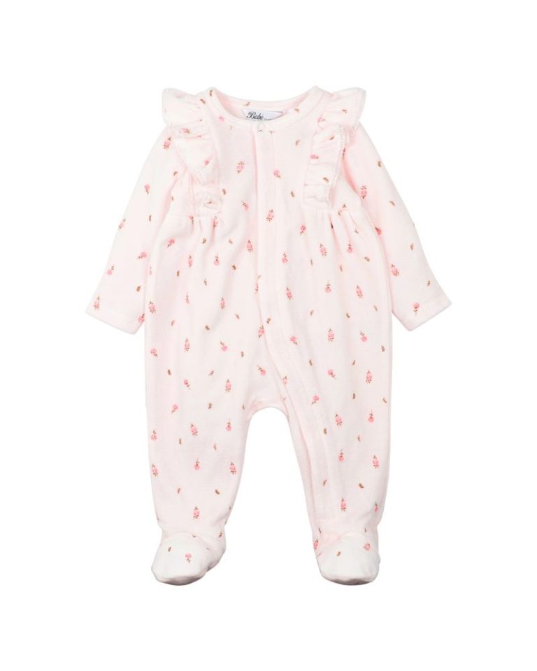 Bebe Dotti Ditsy Print Velour LS Onesie