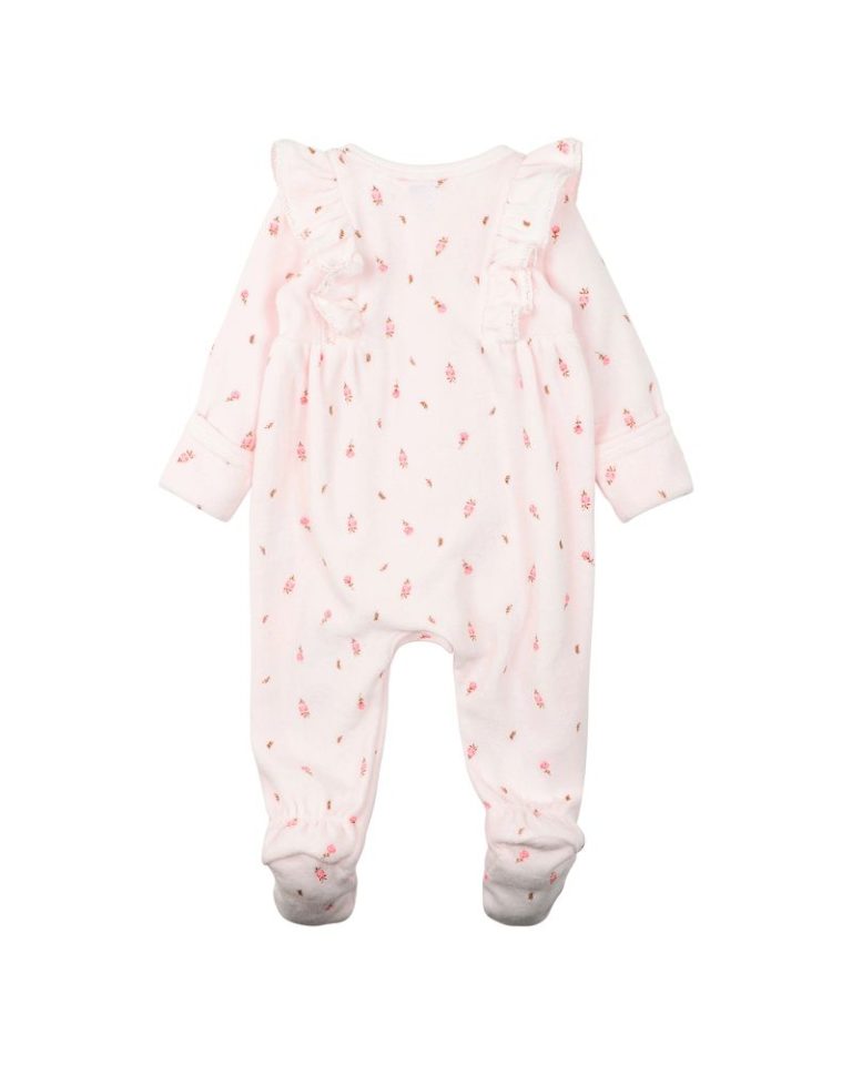 Bebe Dotti Ditsy Print Velour LS Onesie