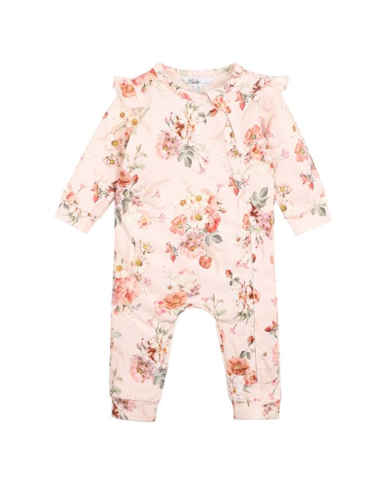 Bebe Dotti Print LS Zip Romper