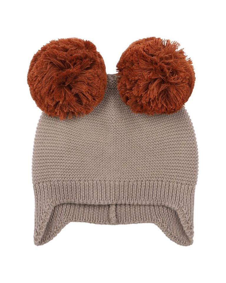 Bebe Eli Pom Pom Knitted Beanie - Mocha